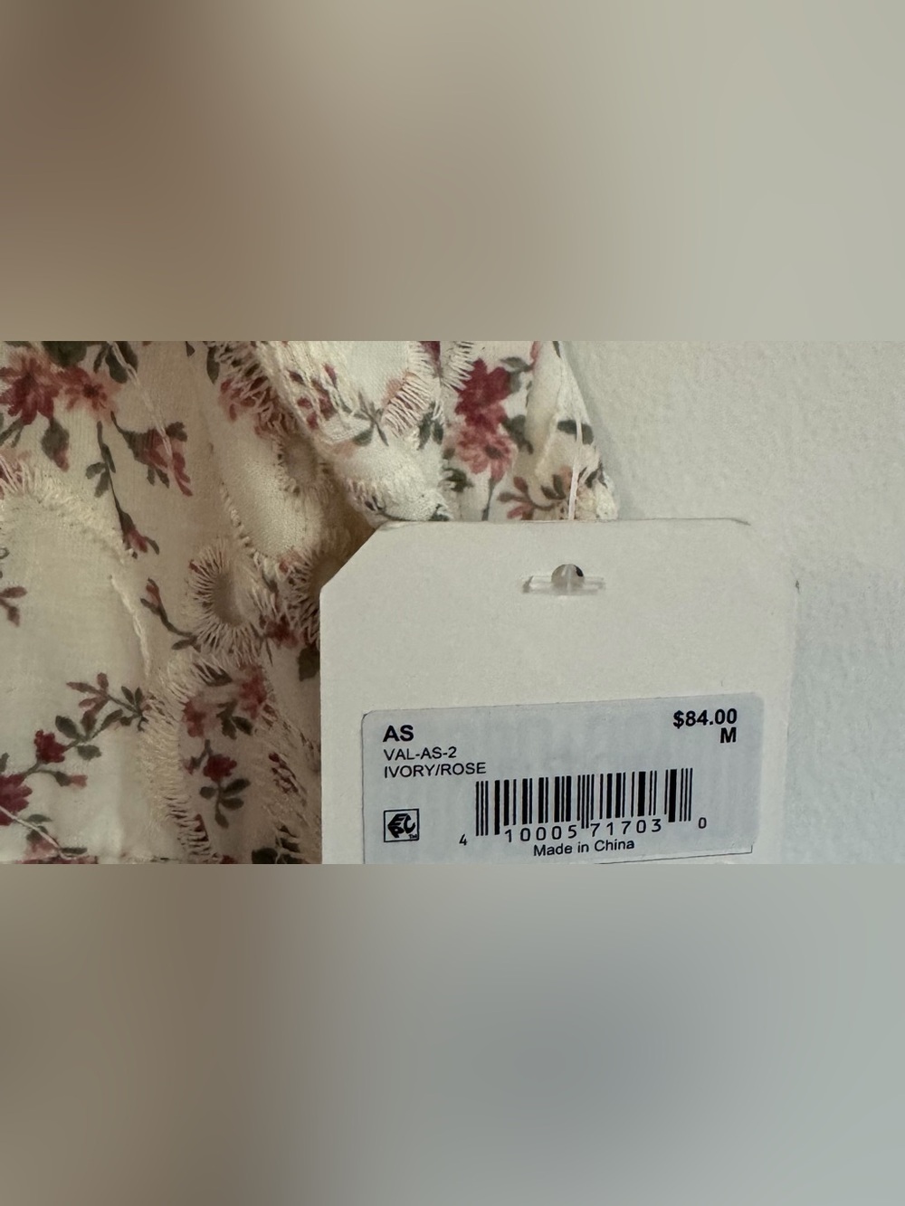 Altar'd State Cream Floral Dress with Dusty Rose Accents-New